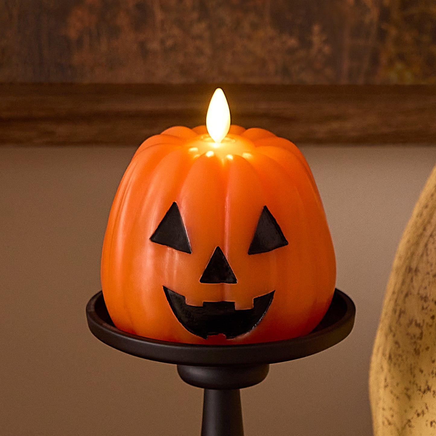 Russet Orange Flameless Candle Jack-o-lantern