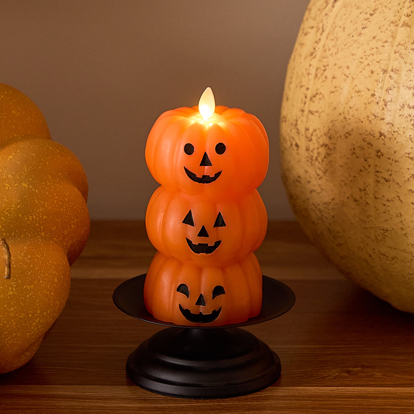 Russet Orange Flameless Candle Stacked Jack-o-lanterns