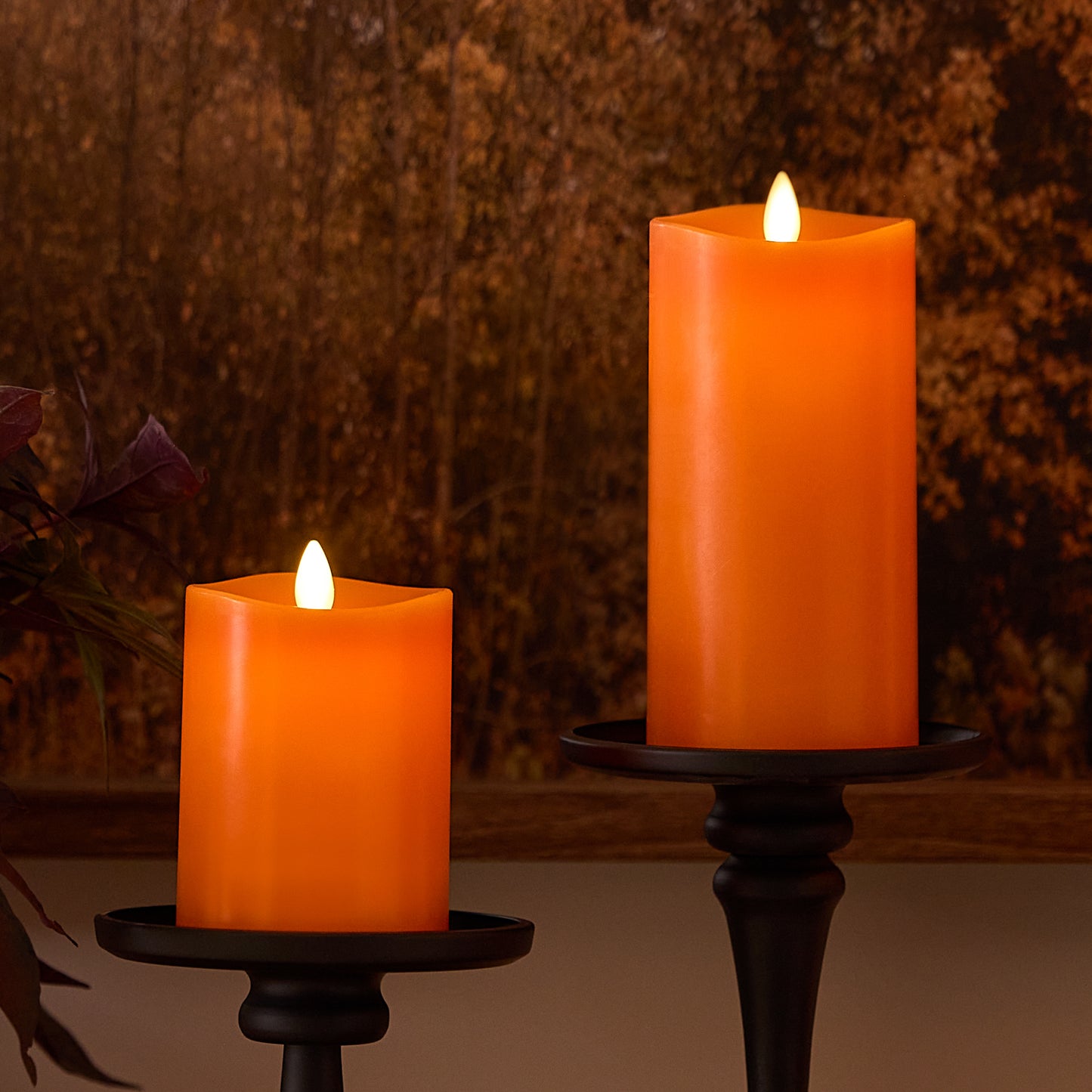 Russet Orange Flameless Candle Pillar