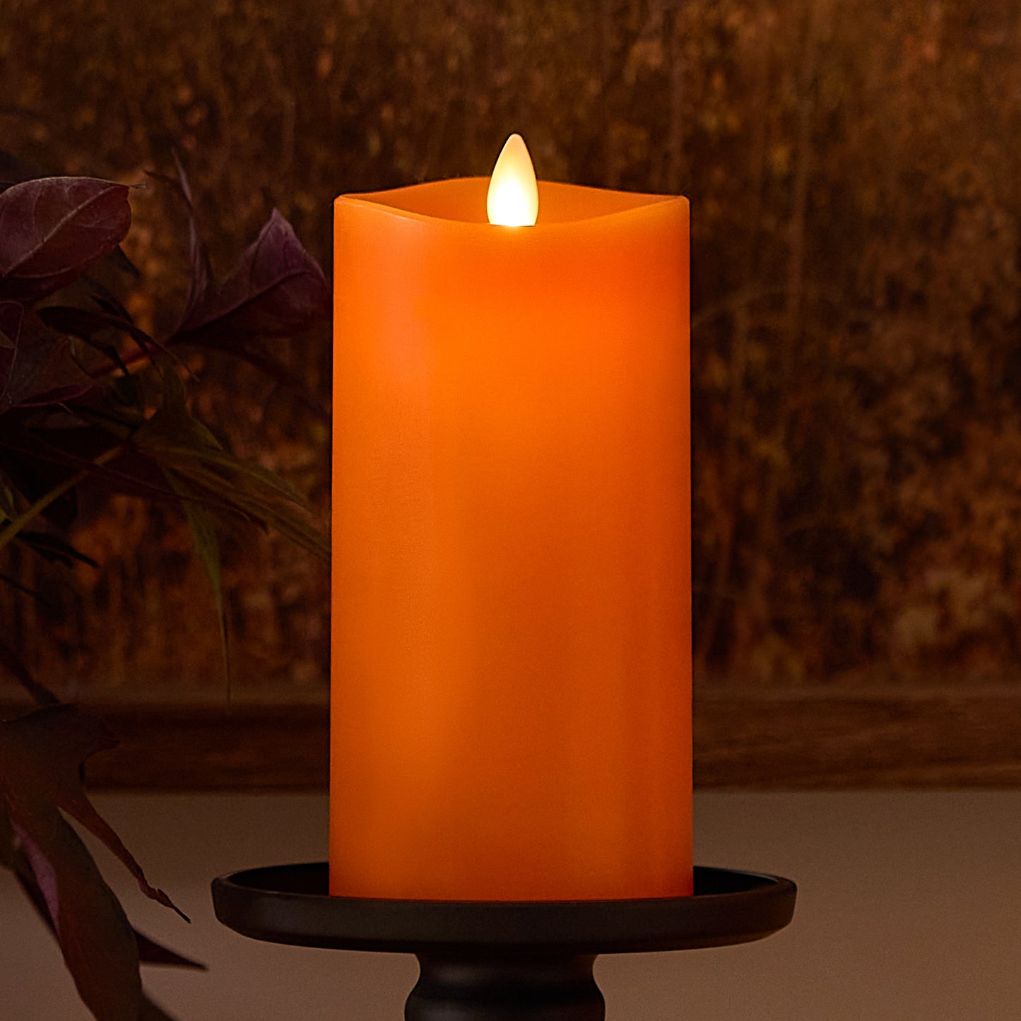 Russet Orange Flameless Candle Pillar