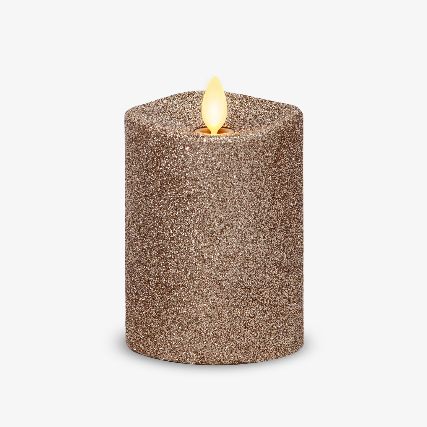 Flameless Gold Glitter Candle Pillar - Melted Top