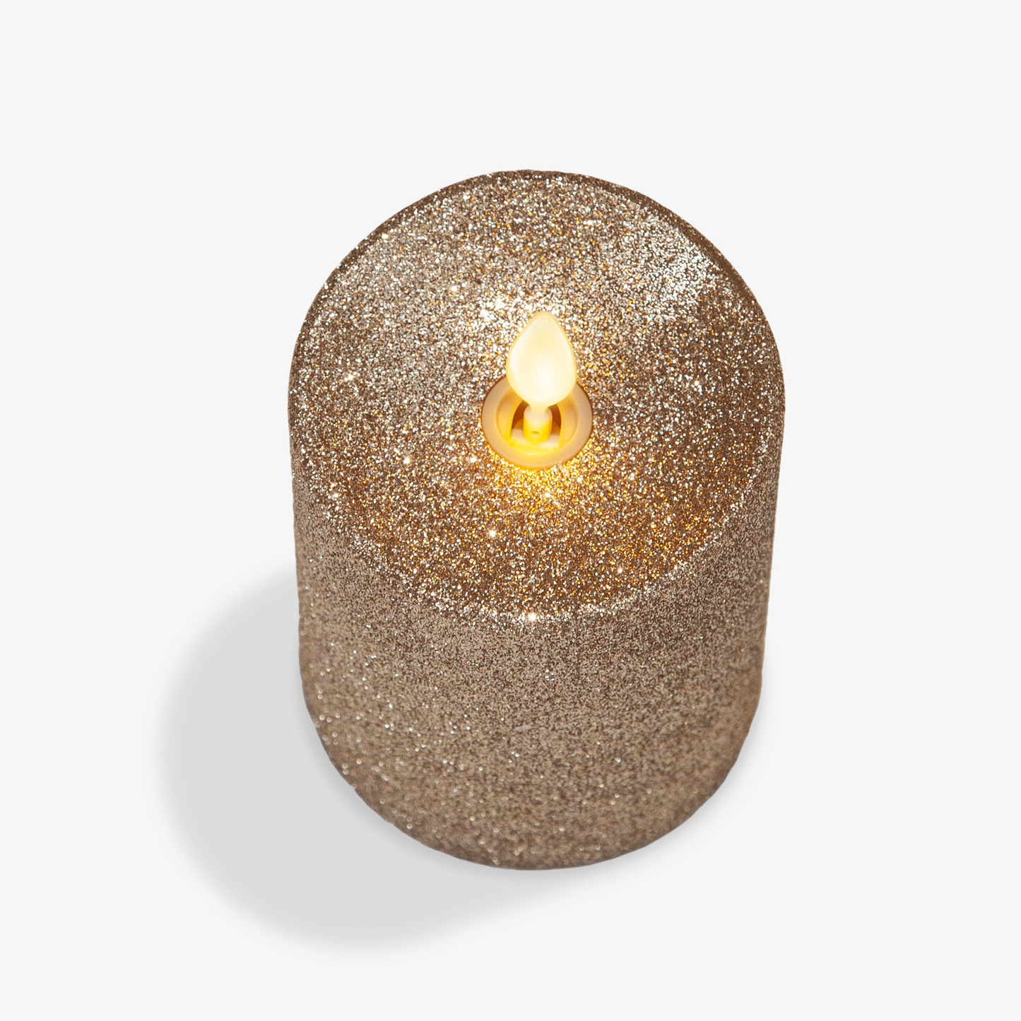 Flameless Gold Glitter Candle Pillar - Melted Top