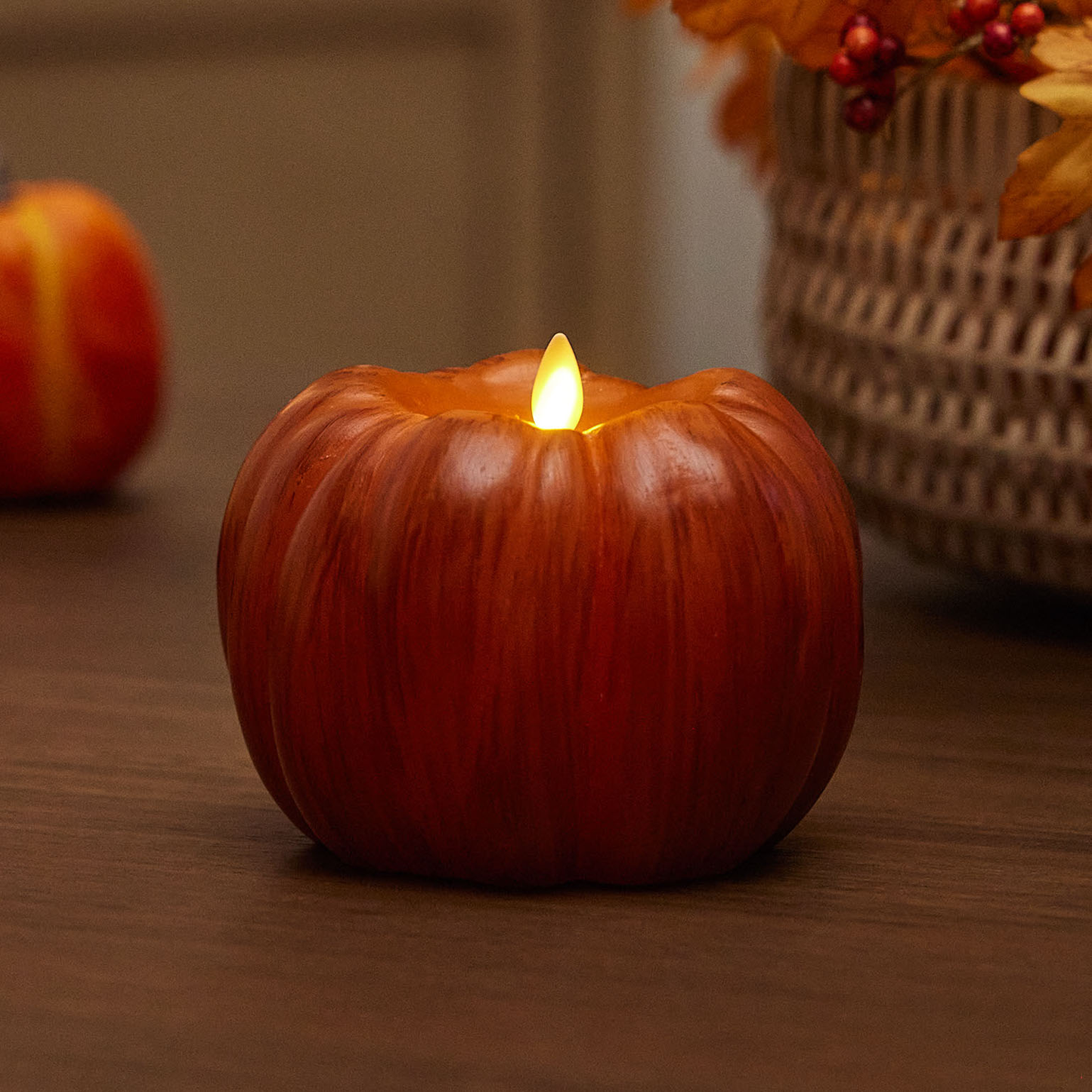 an image of Luminara's burnt orange flameless pumpkin candle