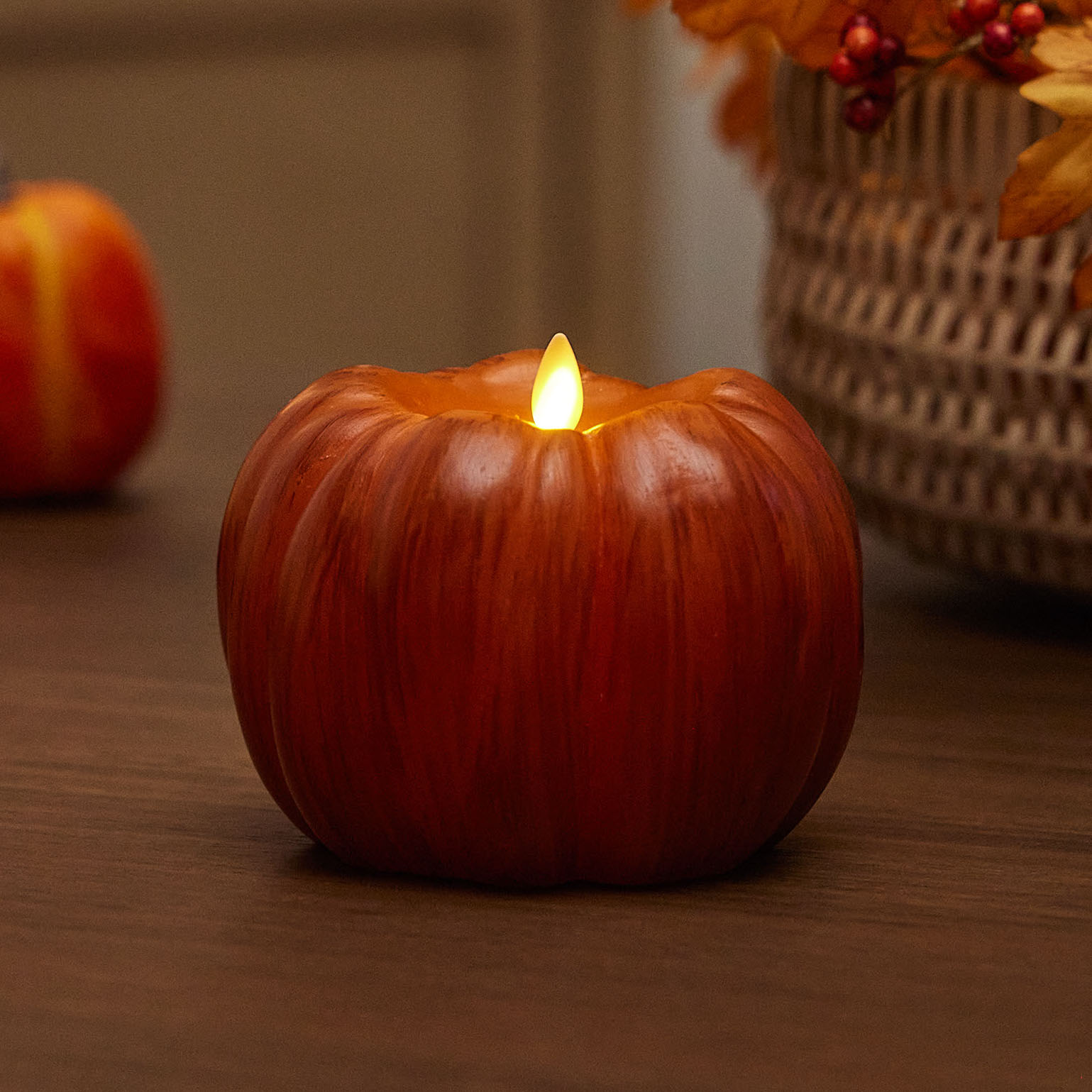 an image of Luminara's burnt orange flameless pumpkin candle