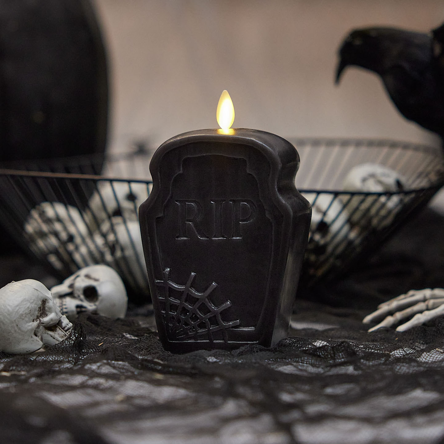 Black Flameless Candle RIP Tombstone – Luminara
