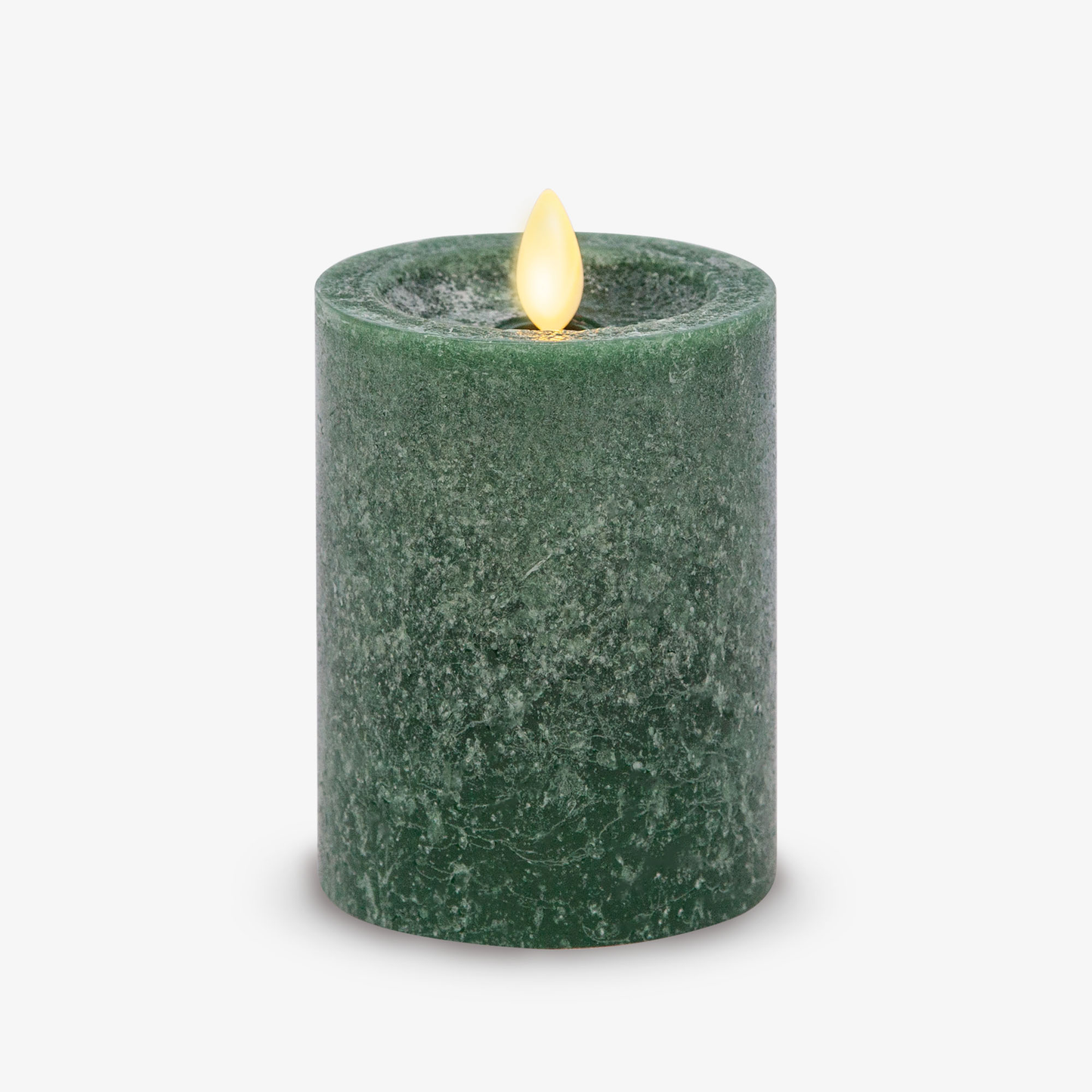 Green Seaglass Flameless Candle Pillar - Recessed Top