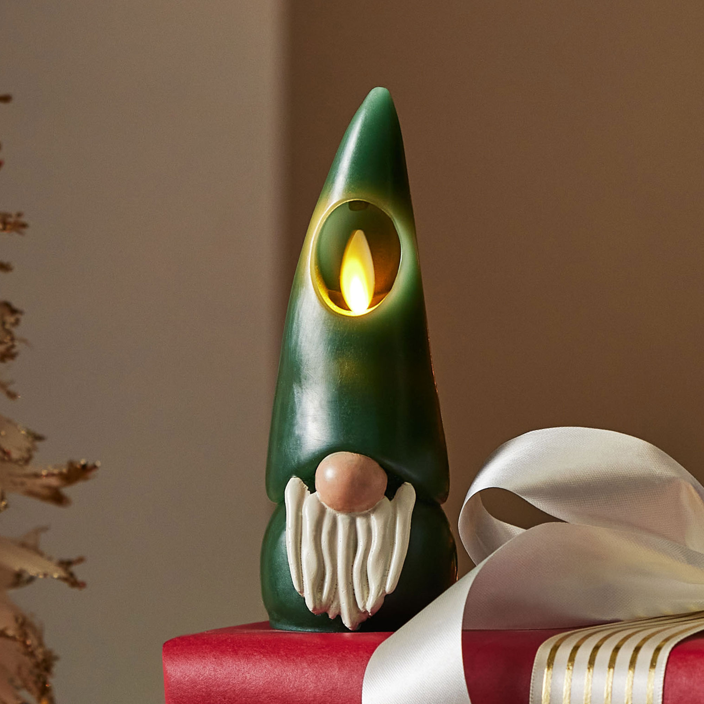 Green Flameless Candle Gnome