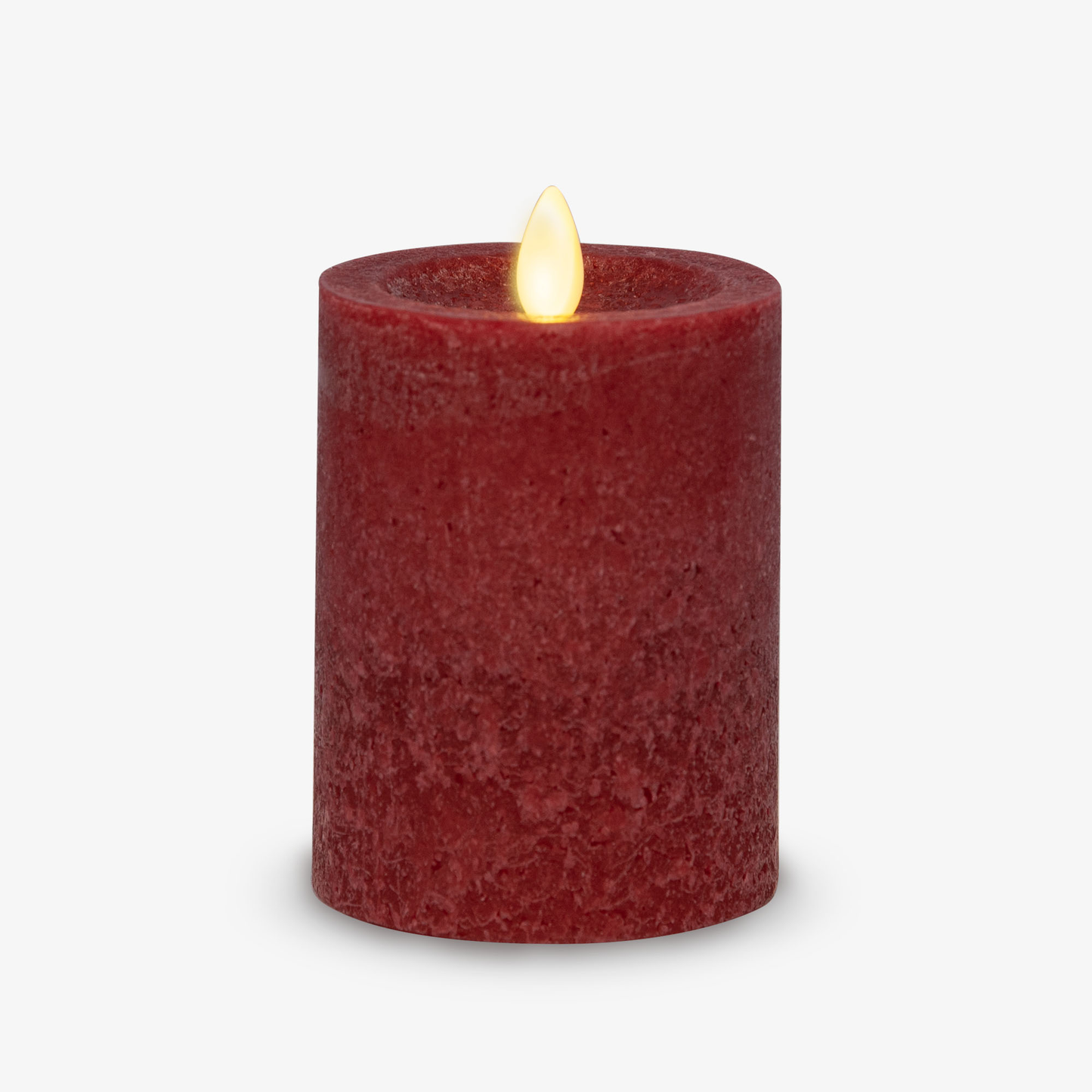 Burgundy Seaglass Flameless Candle Pillar - Recessed Top