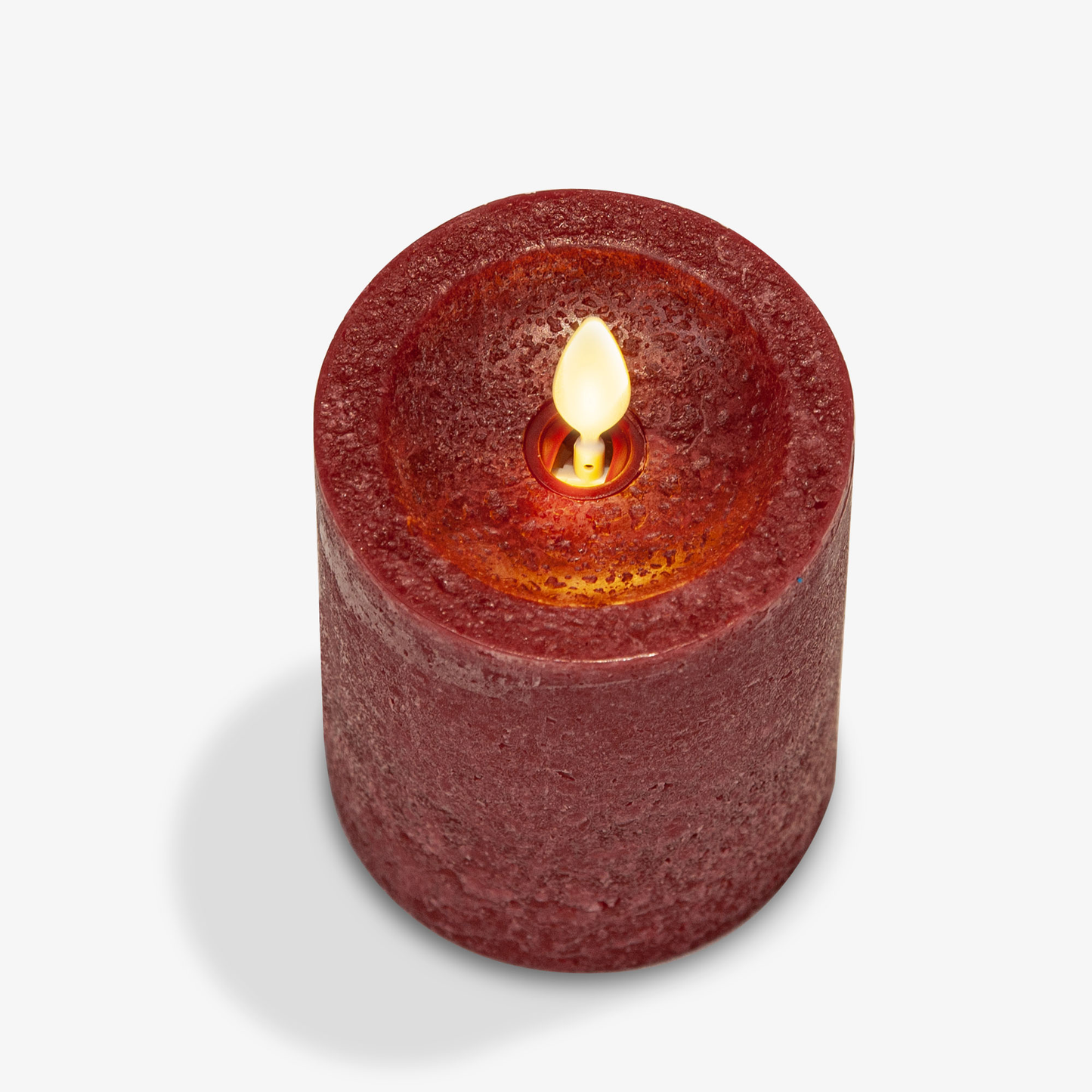 Burgundy Seaglass Flameless Candle Pillar - Recessed Top