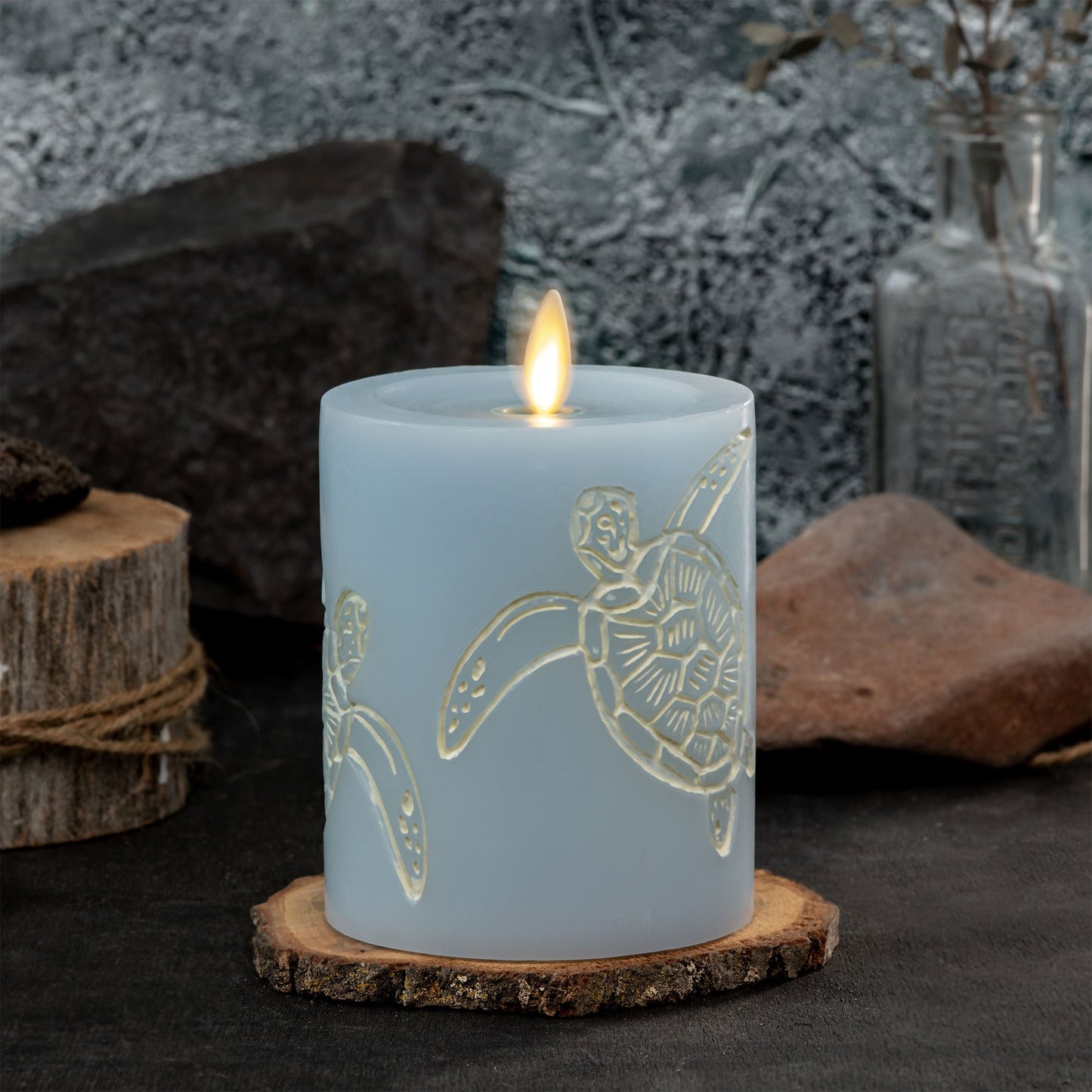 Luminara's Coastal Blue Flameless Turtle Flameless Candle