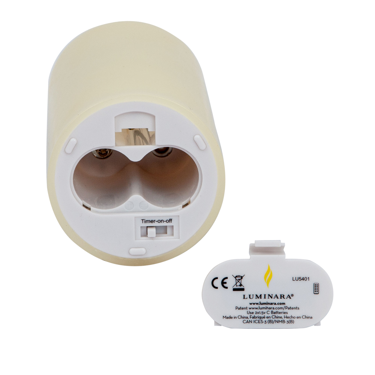 Ivory Flameless Candle Pillar - Scallop Top Vanilla Scented - 3” Width