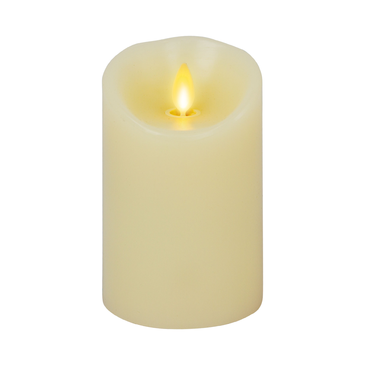Ivory Flameless Candle Pillar - Scallop Top Vanilla Scented - 3” Width