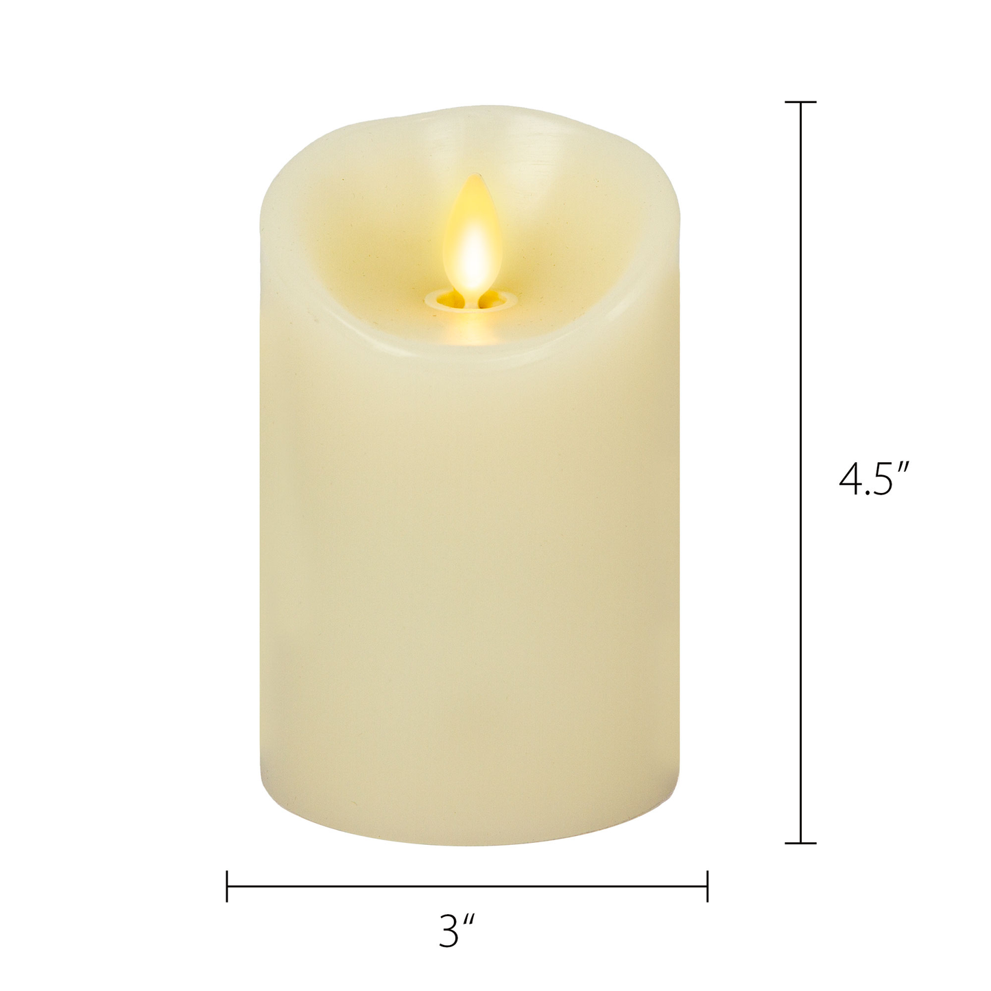 Ivory Flameless Candle Pillar - Scallop Top Vanilla Scented - 3” Width
