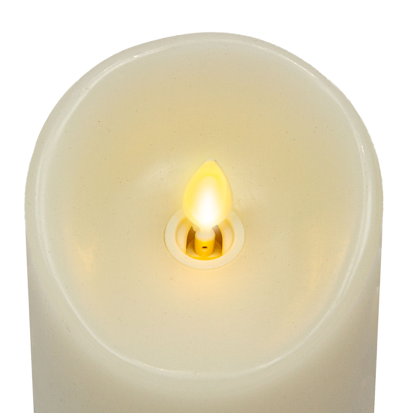 Ivory Flameless Candle Pillar - Scallop Top Vanilla Scented - 3” Width