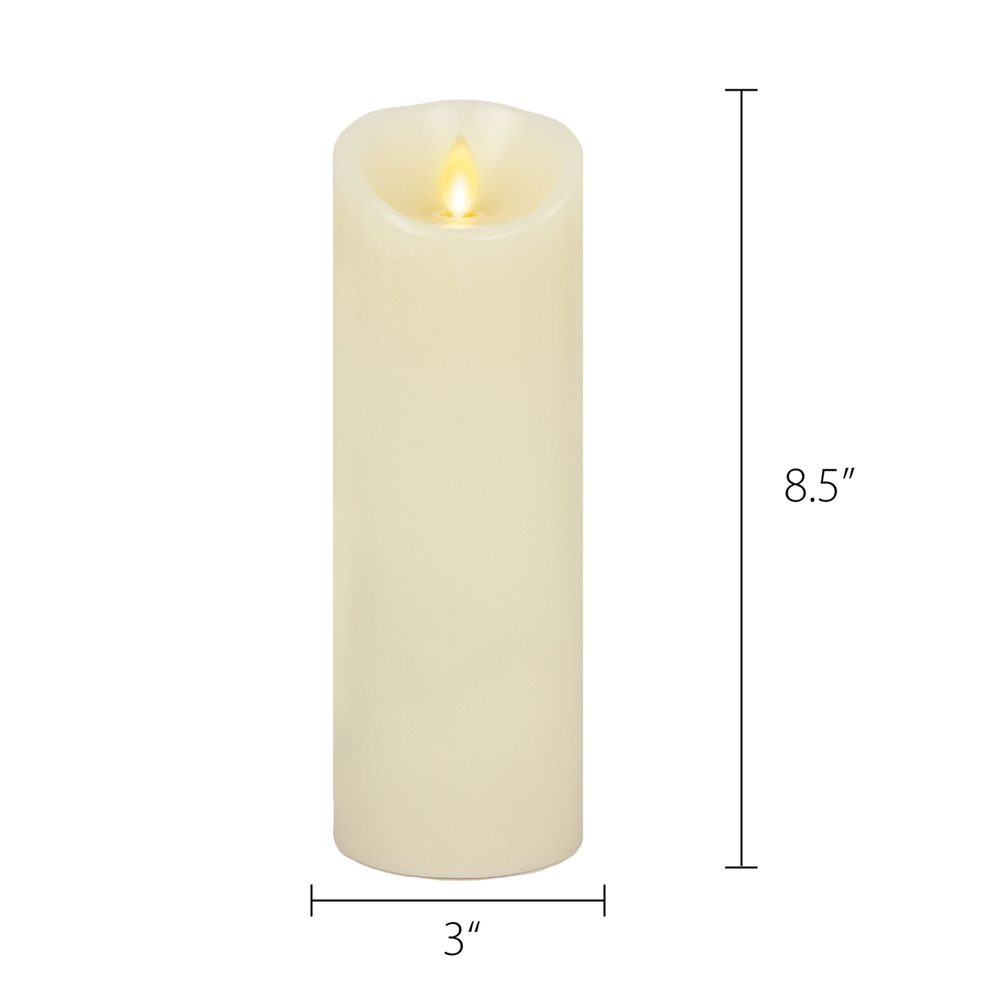 Ivory Flameless Candle Pillar - Scallop Top Vanilla Scented - 3” Width
