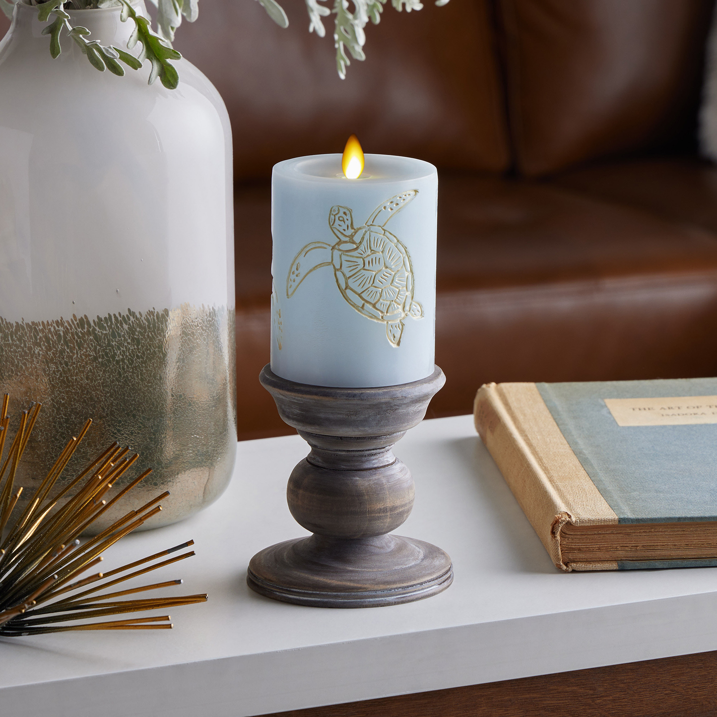 Luminara's Coastal Blue Flameless Turtle Flameless Candle