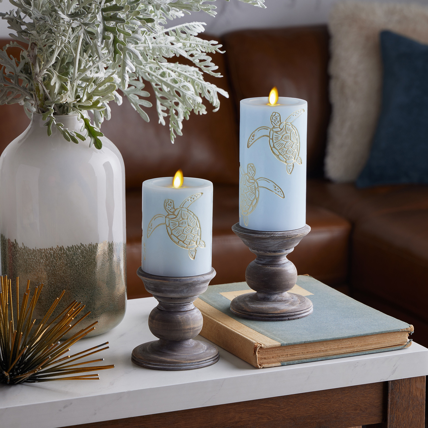 Luminara's Coastal Blue Flameless Turtle Flameless Candle