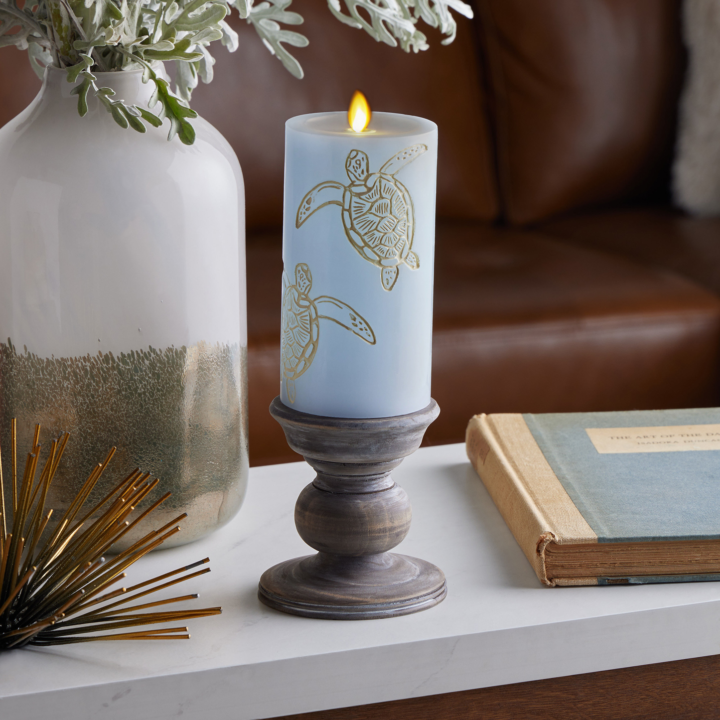Luminara's Coastal Blue Flameless Turtle Flameless Candle