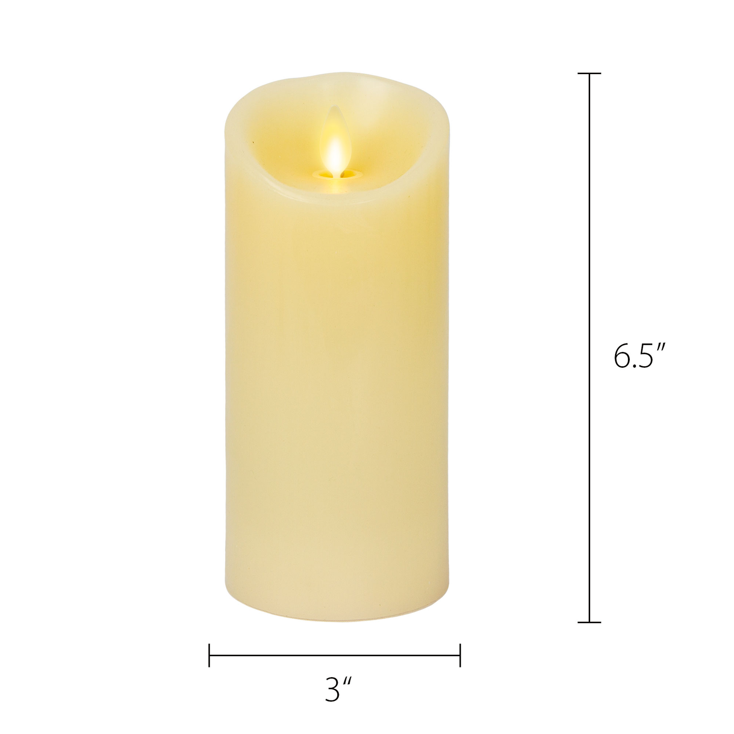 Ivory Flameless Candle Pillar - Scallop Top Vanilla Scented - 3” Width