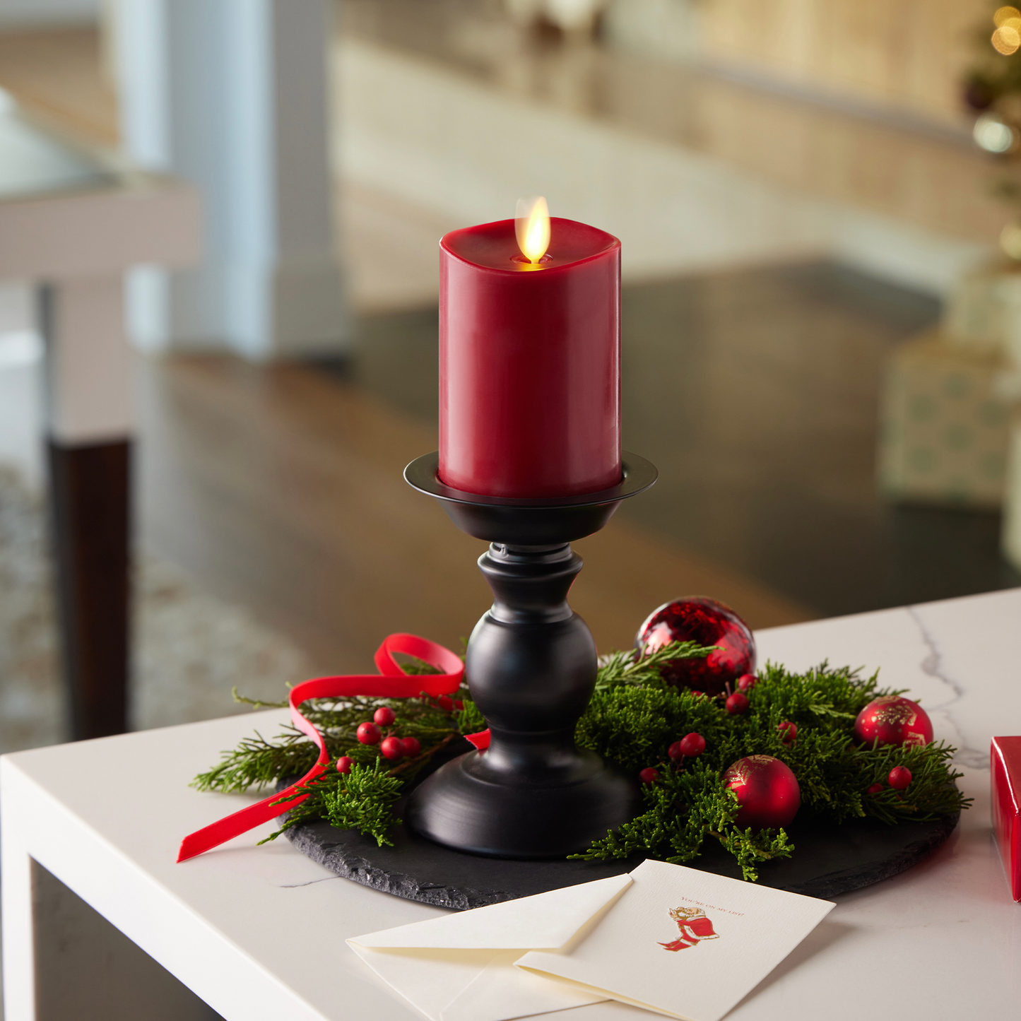 Burgundy flameless candles