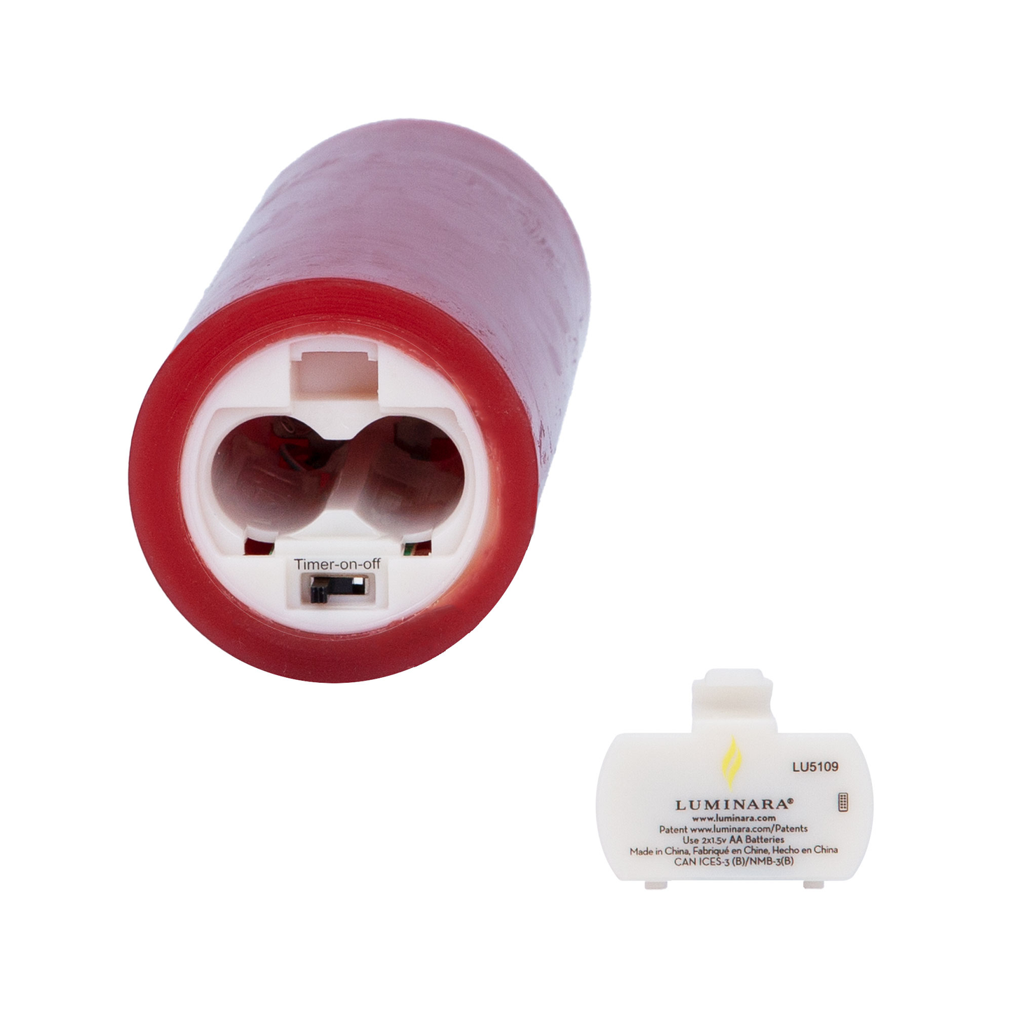Burgundy Flameless Candle Slim Pillar - Recessed Top