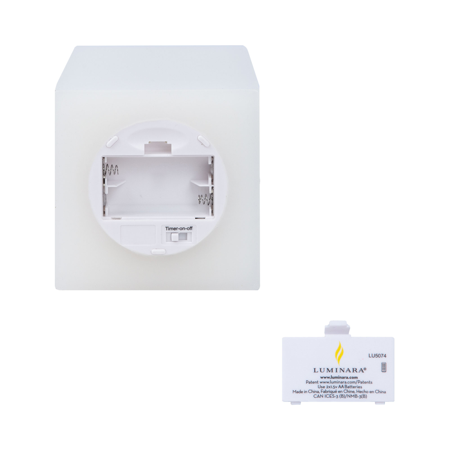 White Flameless Candle Square Pillar - Flat Top