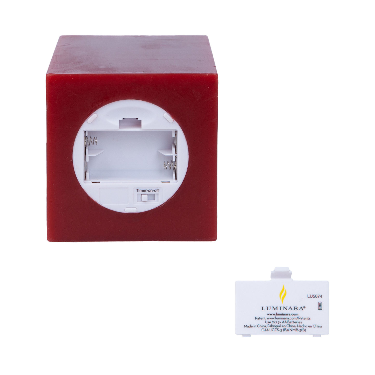 Burgundy Flameless Candle Square Pillar - Flat Top
