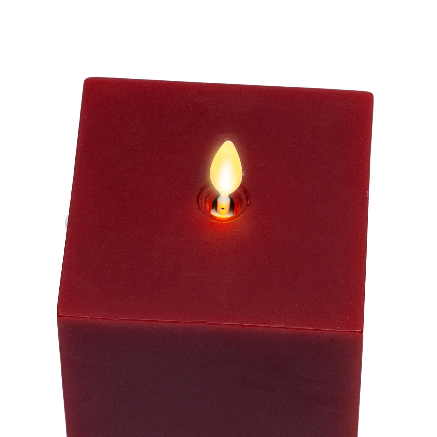 Burgundy Flameless Candle Square Pillar - Flat Top