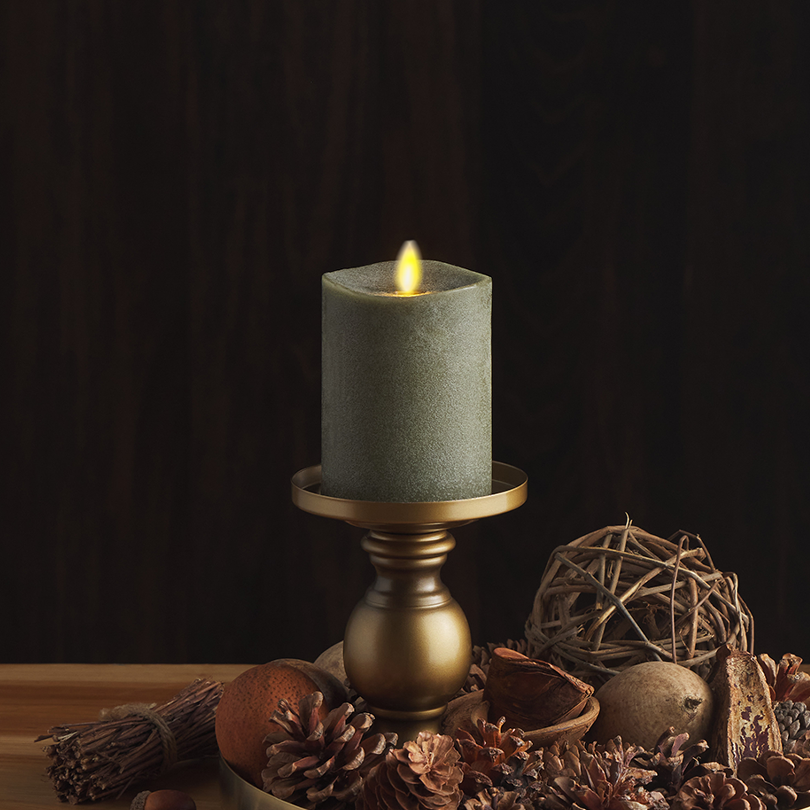 Luminara's Chalky Stone Grey Flameless Candle