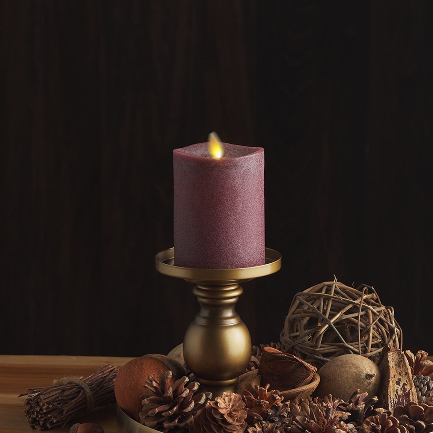 Chalky Raisin Flameless Melted Candle Pillar from Luminara