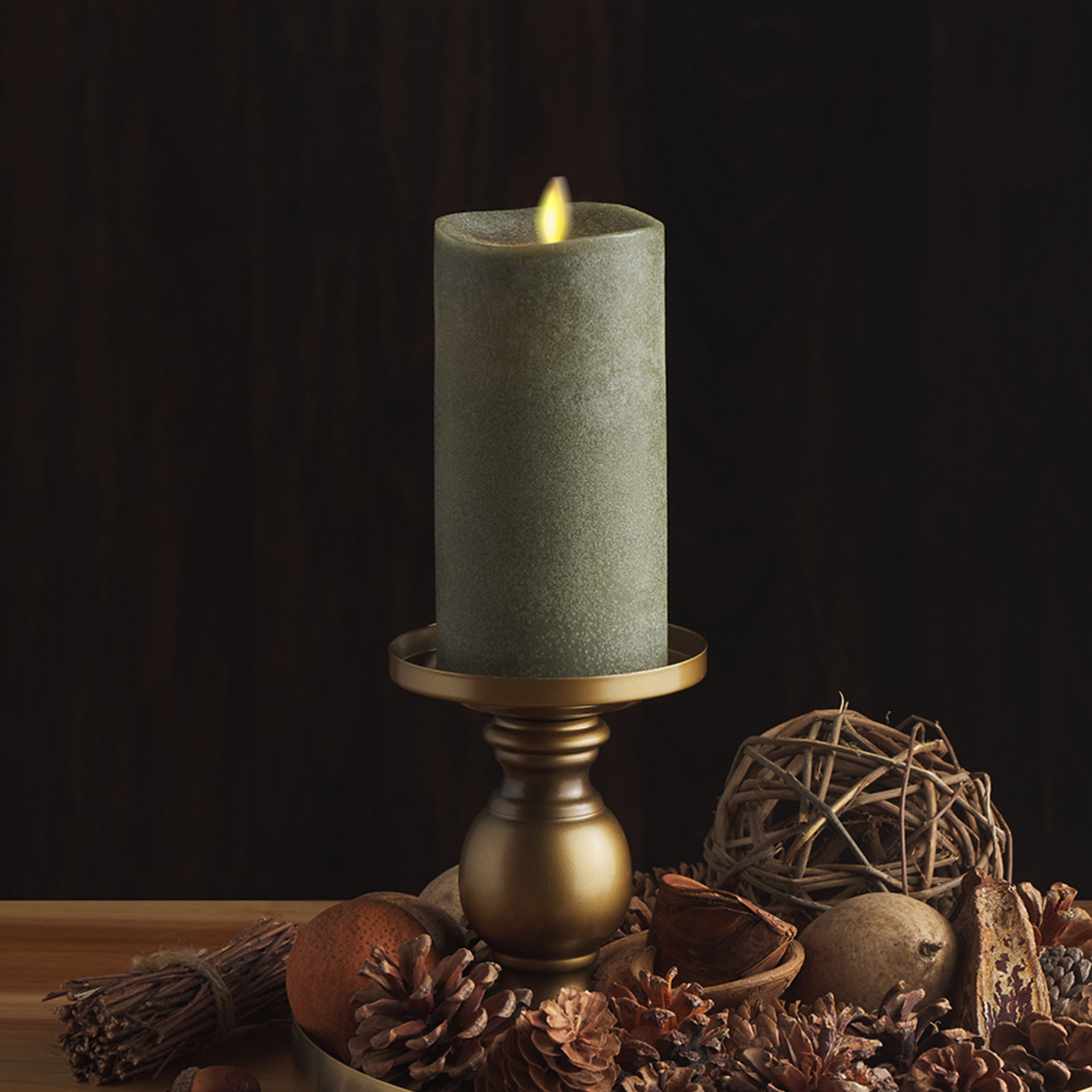 Luminara's Chalky Stone Grey Flameless Candle