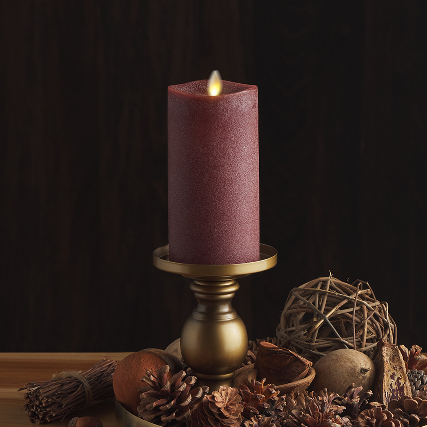 Chalky Raisin Flameless Melted Candle Pillar from Luminara