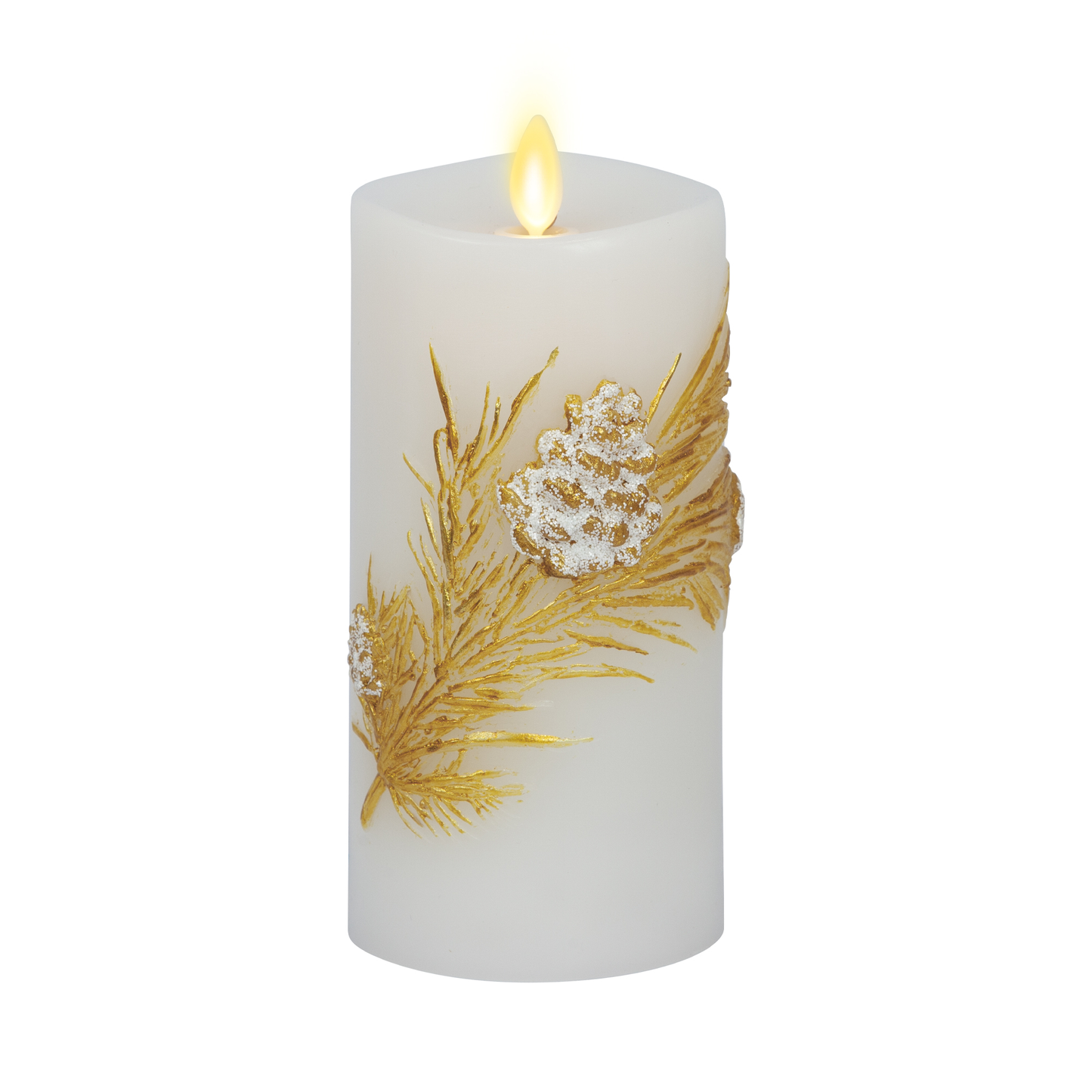 Luminara's Embossed White Pinecone Flameless Candles