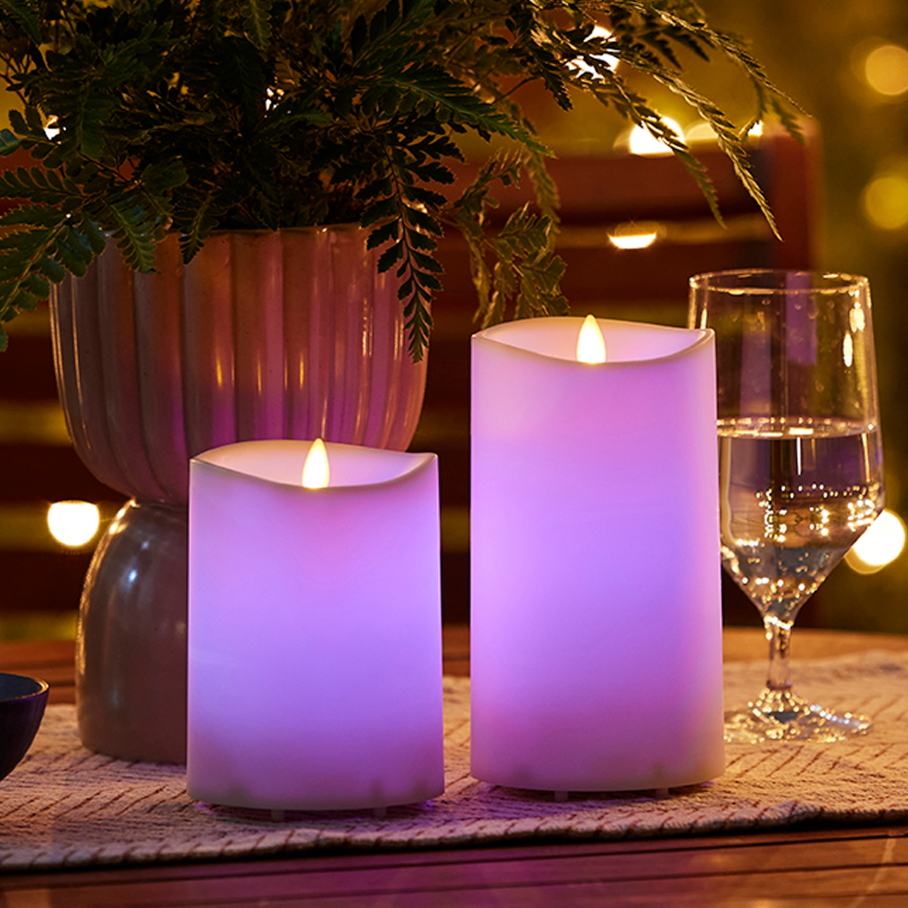 Outdoor Flameless Color Changing Candle Pillar w/ Remote - Melted Top