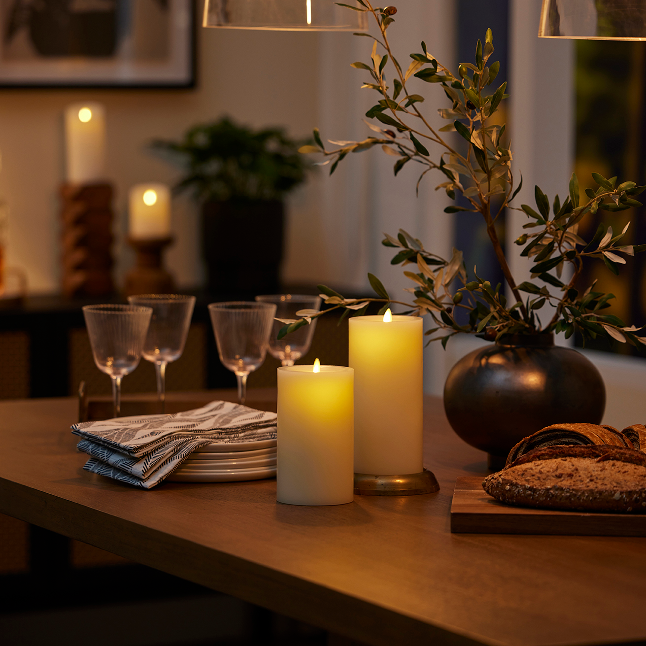 an image of Luminara's wick to flame pearl ivory flameless candles