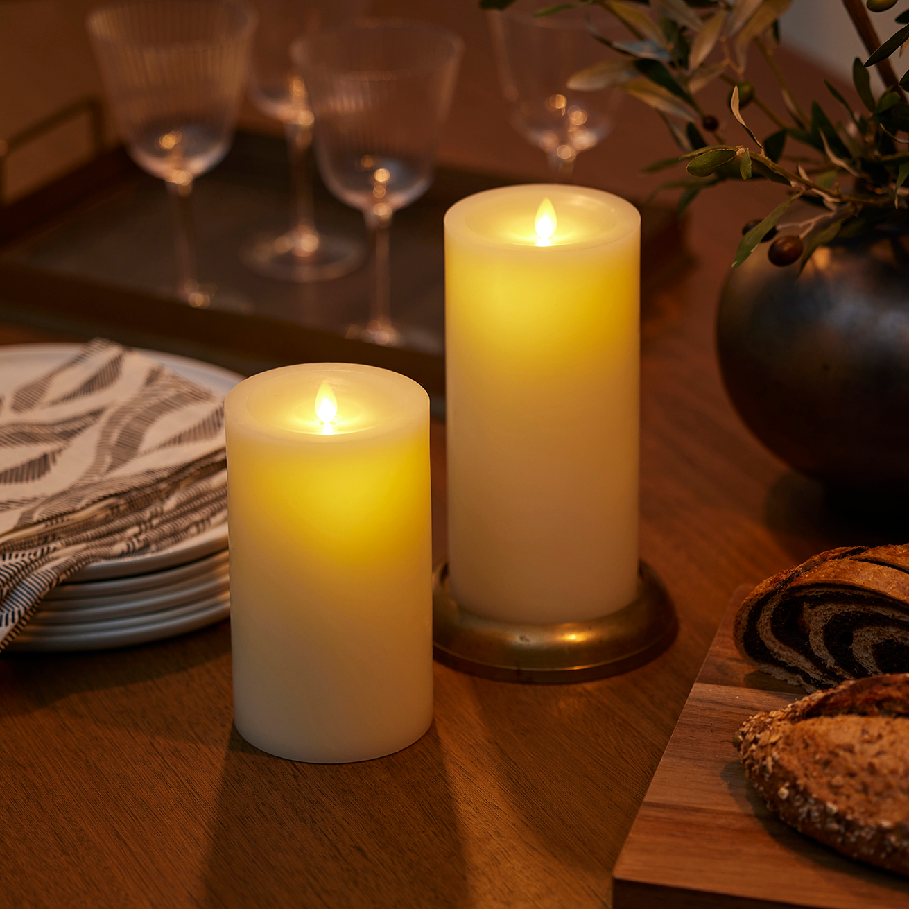 an image of Luminara's wick to flame pearl ivory flameless candles
