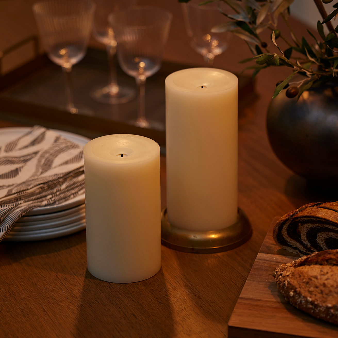 an image of Luminara's wick to flame pearl ivory flameless candles