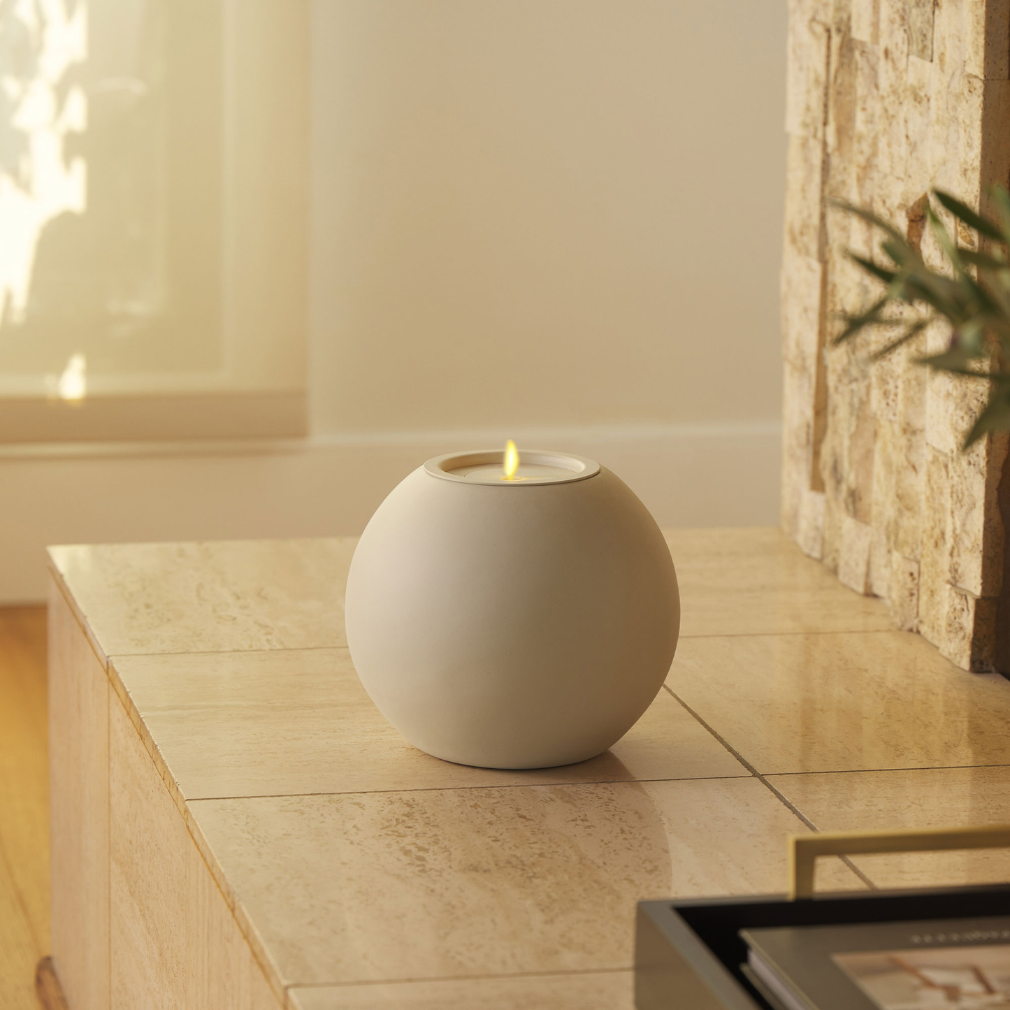 Round Concrete Decorative Candle Holder with Outdoor Votive
