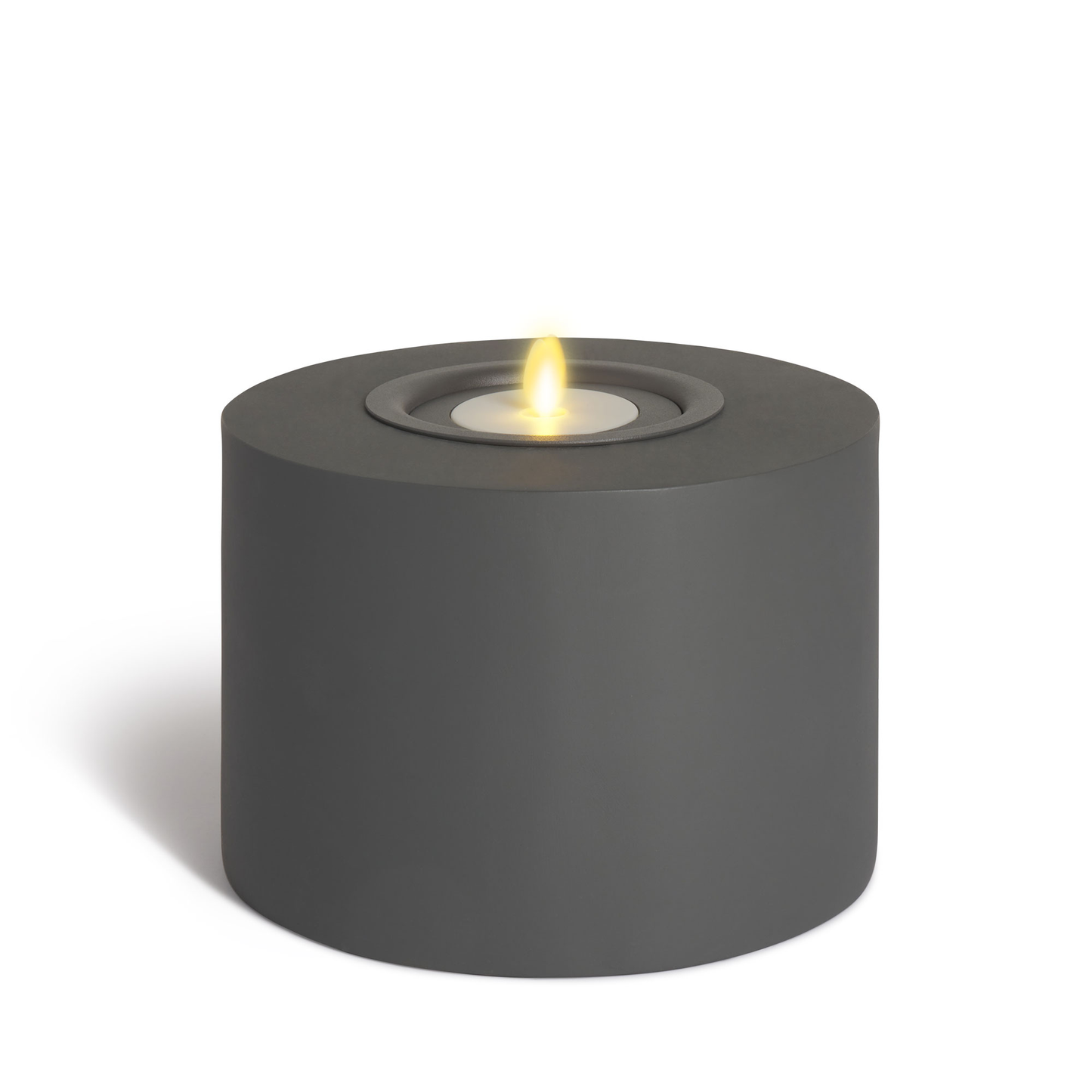 Petite Concrete Cylinder Decorative Candle Holder with Outdoor Votive