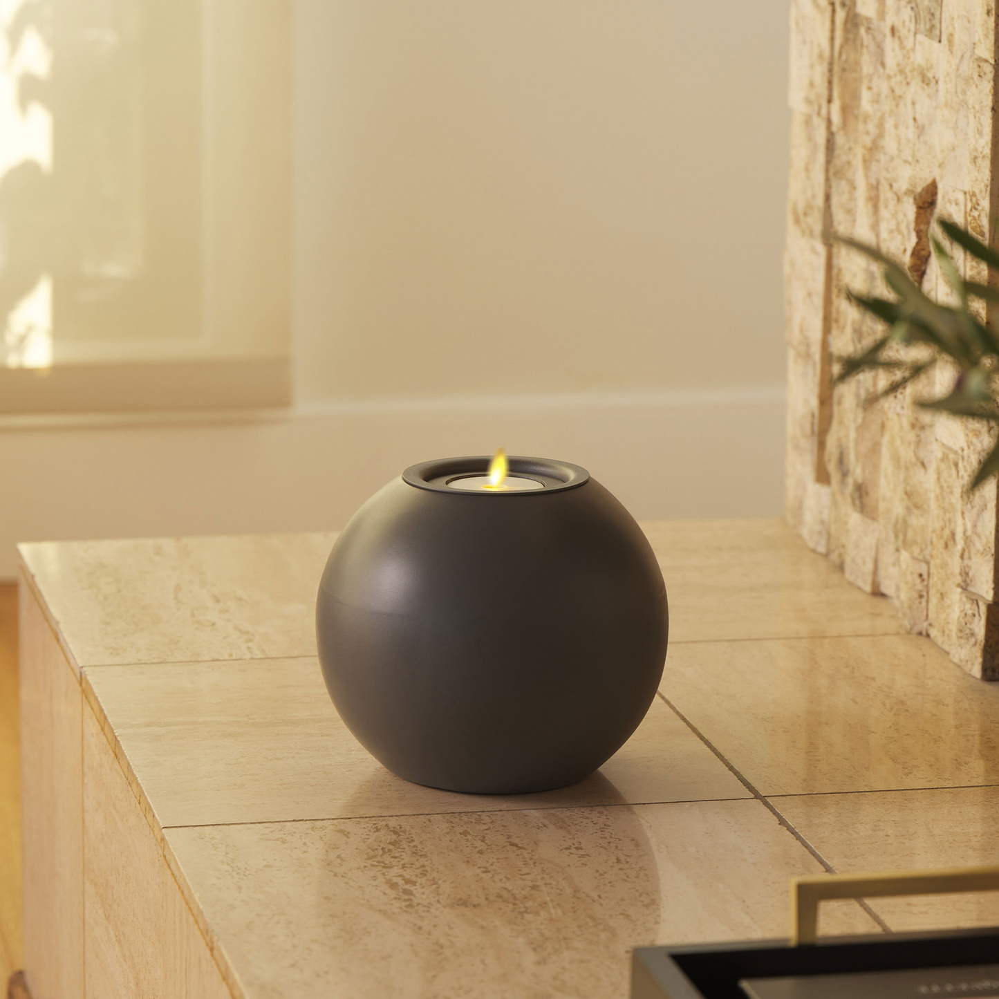 Round Concrete Decorative Candle Holder with Outdoor Votive