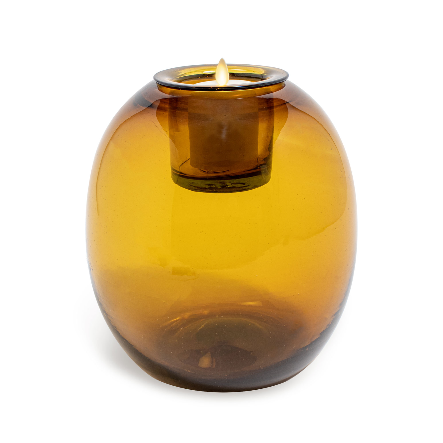 Oval Glass Decorative Candle Holder with Outdoor Votive