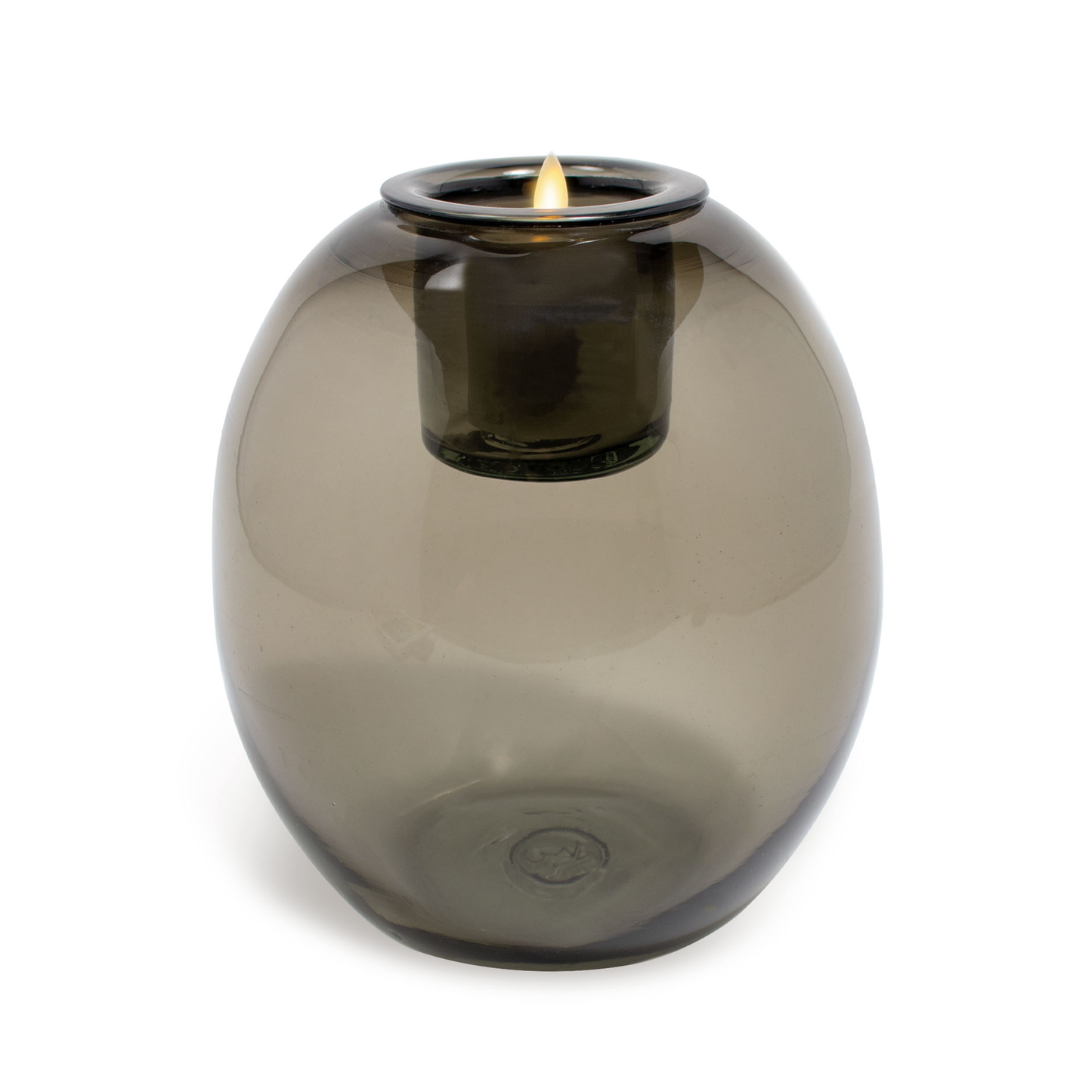 Oval Glass Decorative Candle Holder with Outdoor Votive