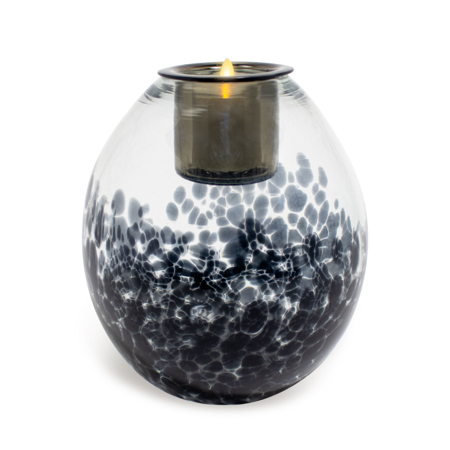 Oval Glass Decorative Candle Holder with Outdoor Votive