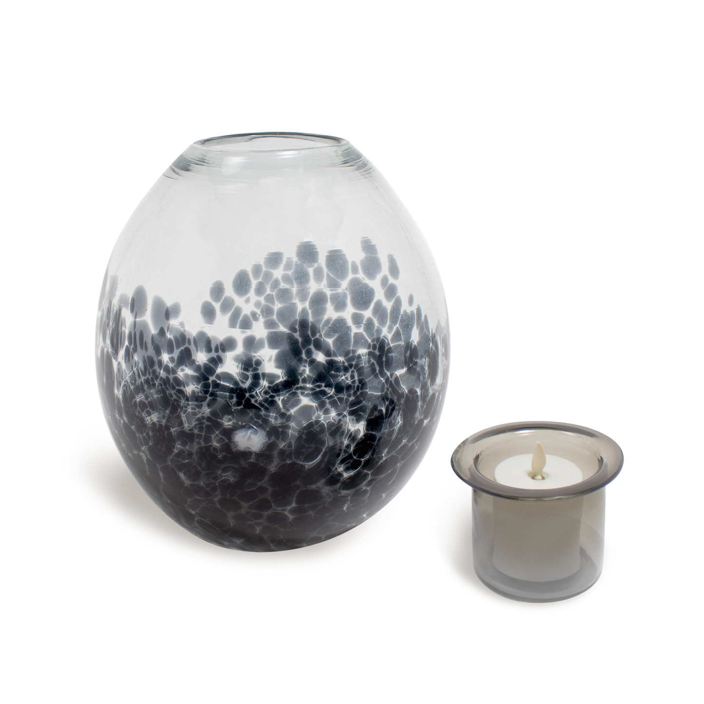 Oval Glass Decorative Candle Holder with Outdoor Votive