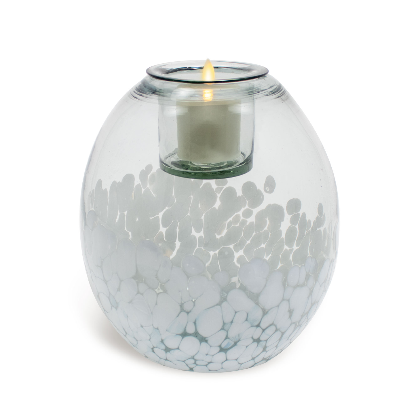 Oval Glass Decorative Candle Holder with Outdoor Votive