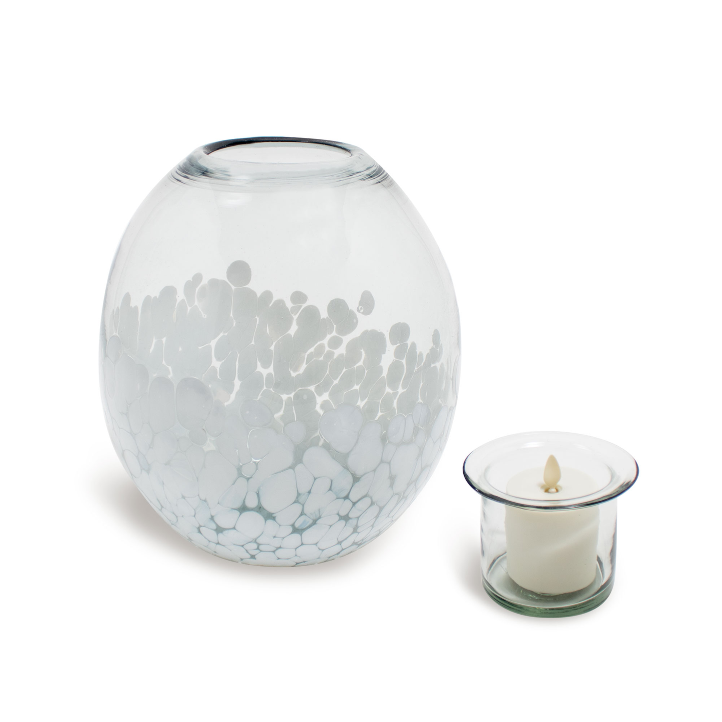Oval Glass Decorative Candle Holder with Outdoor Votive