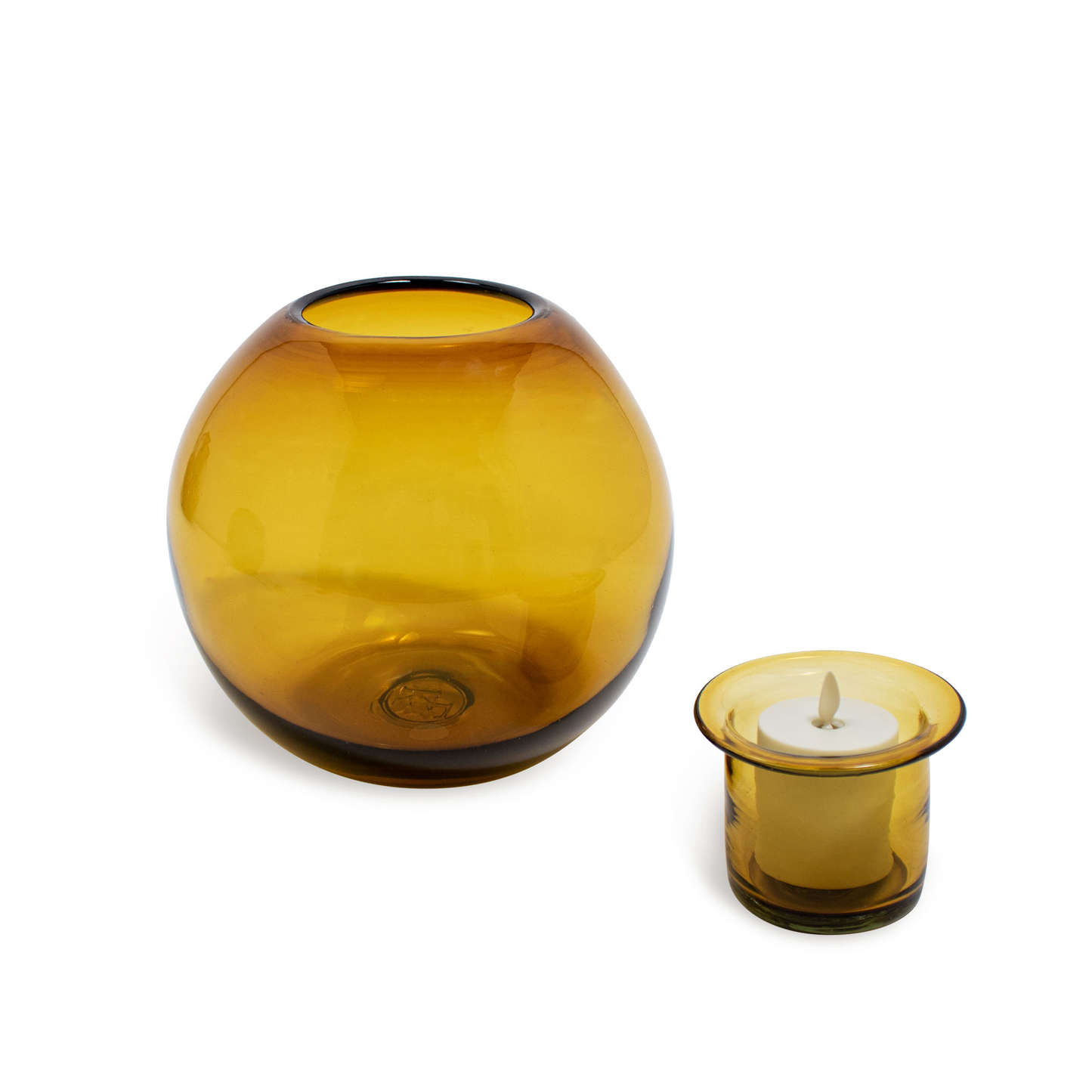 Round Glass Decorative Candle Holder with Outdoor Votive