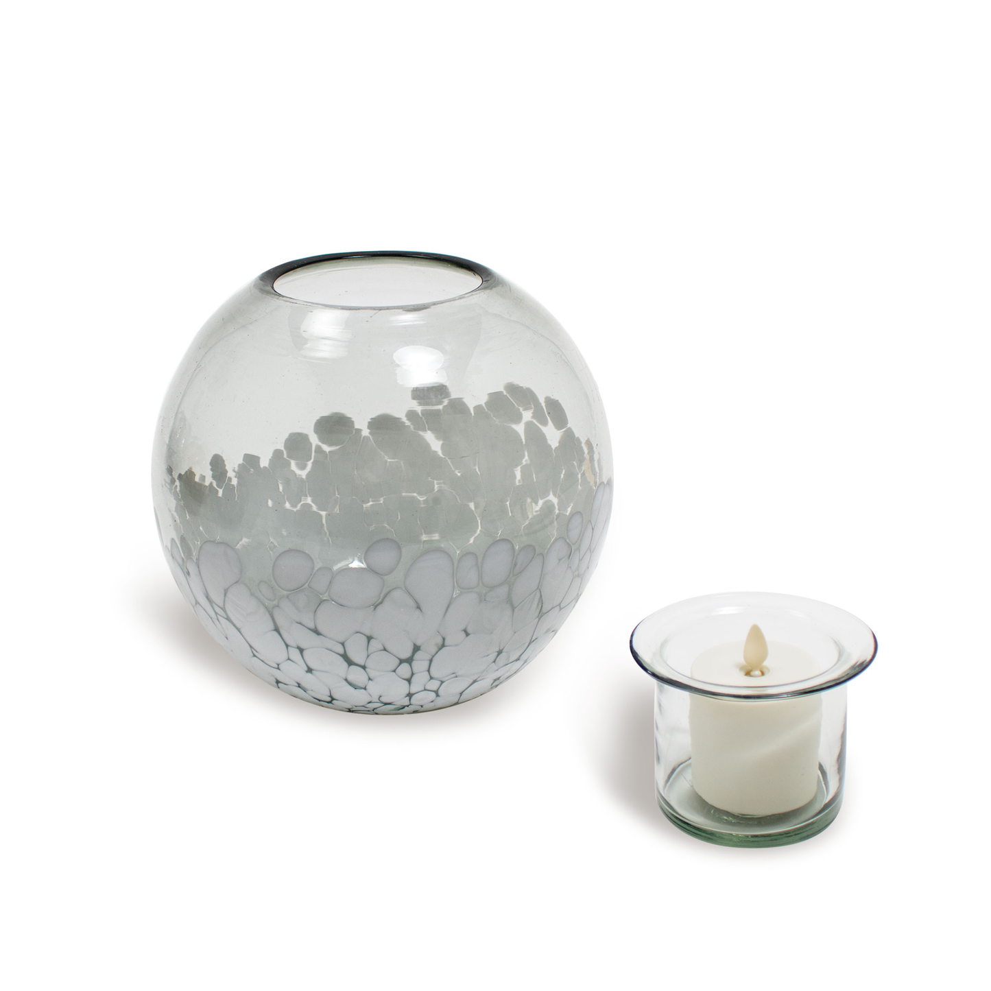 Round Glass Decorative Candle Holder with Outdoor Votive
