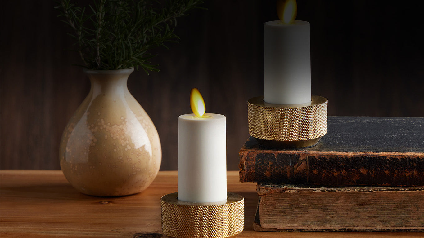 Votive candles displayed on a table