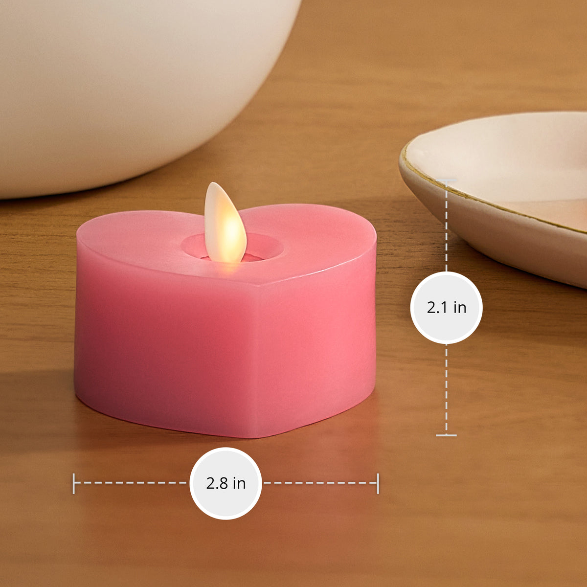 Set of 2 Sweet Pink Flameless Candle Heart Tealights